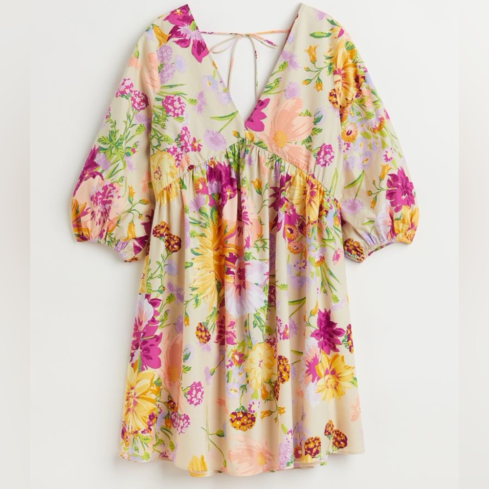 H&M Backless Floral Dress - Pink and Yellow gorgeous for a wedding